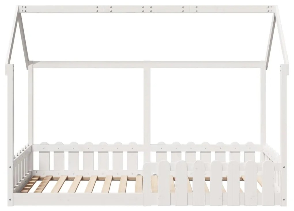 Giroletto casetta bambini bianco 90x190 cm legno massello pino