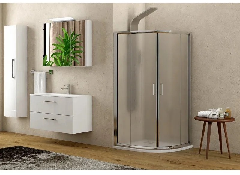Kamalu - Box doccia semicircolare 90x90 cristallo opaco altezza 180cm | K400
