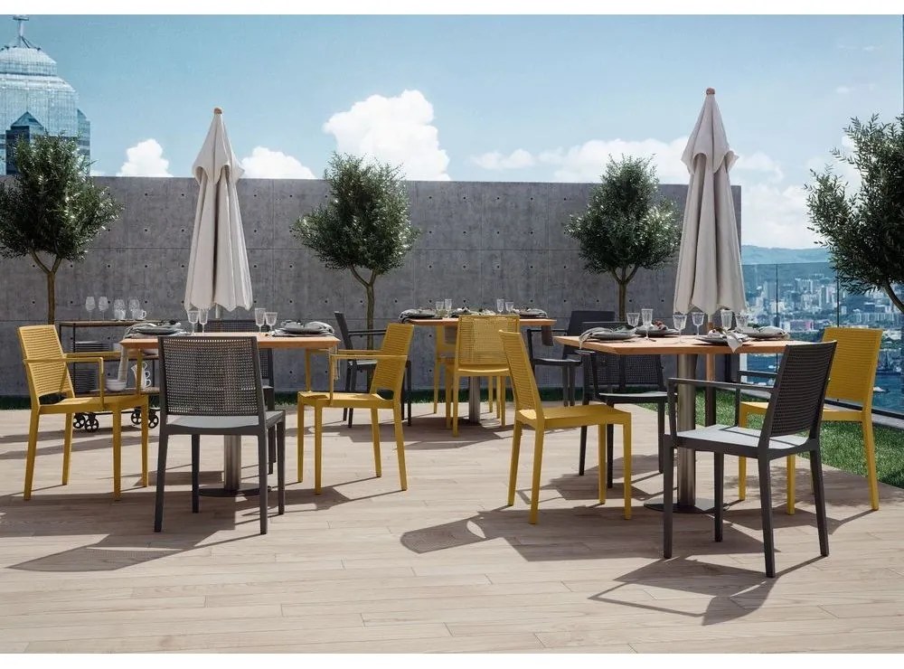 Sedia da giardino in plastica gialla Grid - Rojaplast