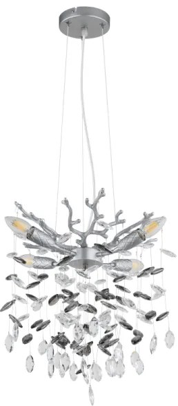 Globo 64138HS - Lampadario sospeso a cavo QUEENA 4xE14/40W/230V, finitura argento