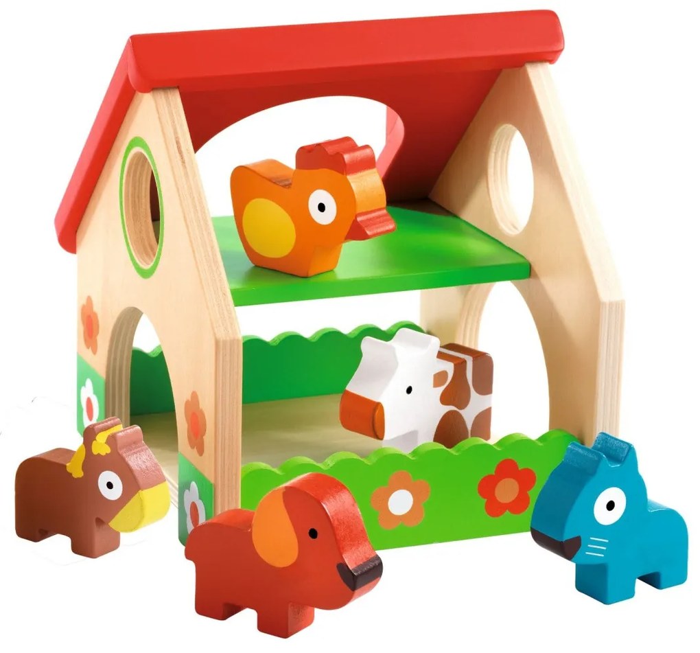 Minifattoria in legno con animali