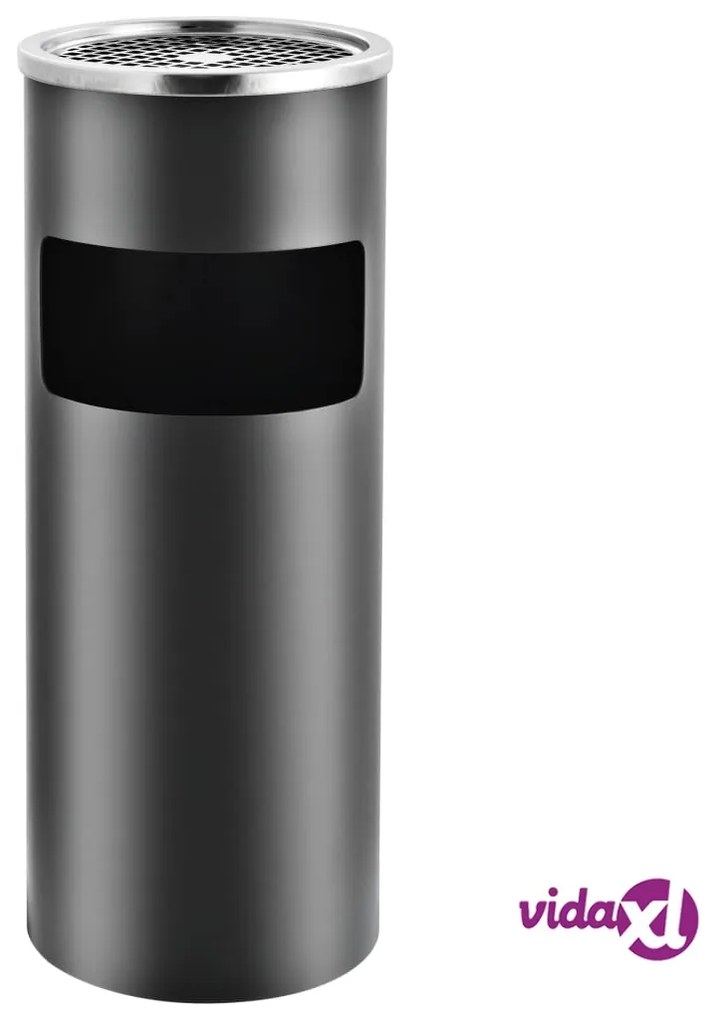 vidaXL Pattumiera con Posacenere da Albergo 30 L Acciaio Grigio