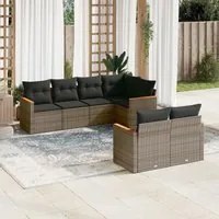 Set Divani da Giardino 7 pz con Cuscini Grigio in Polyrattancod mxl 112456