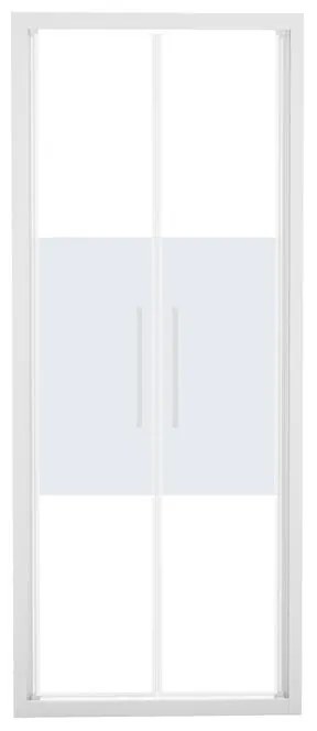 Porta doccia battente Record, L 87-91 cm x H 195 cm x SP 6 mm, profilo bianco, vetro smerigliato