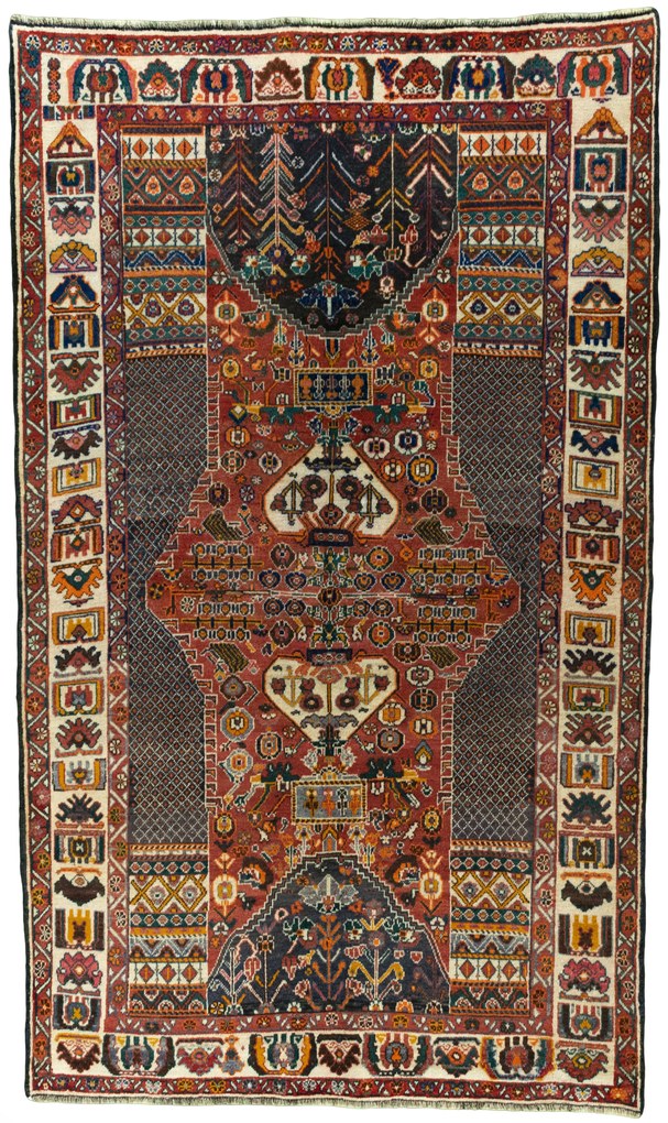 Shiraz Tappeto persiano 150x250 Rosso (Iran) Annodato A Mano