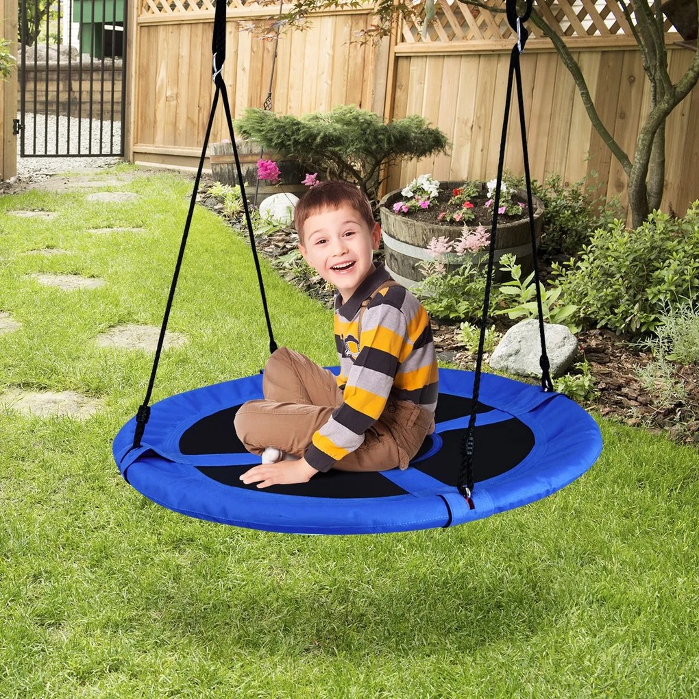 Costway Altalena a nido per bambini in tessuto da giardino, Nido Altalena da appendere 100CM 150KG, Blu