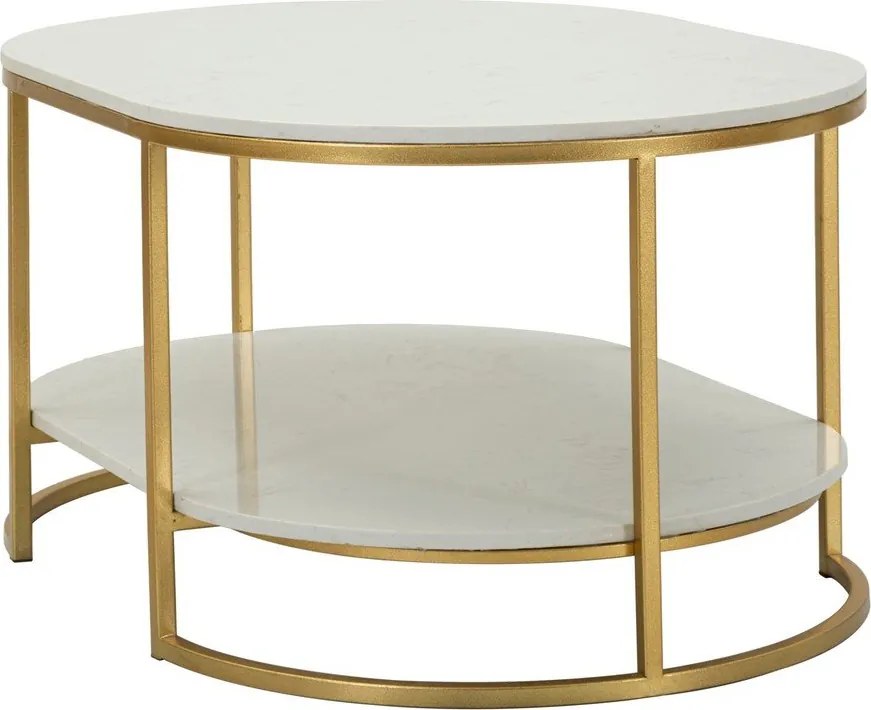 Tavolino da salotto bianco/dorato con piano in marmo 60x90 cm Izmir – Mauro Ferretti