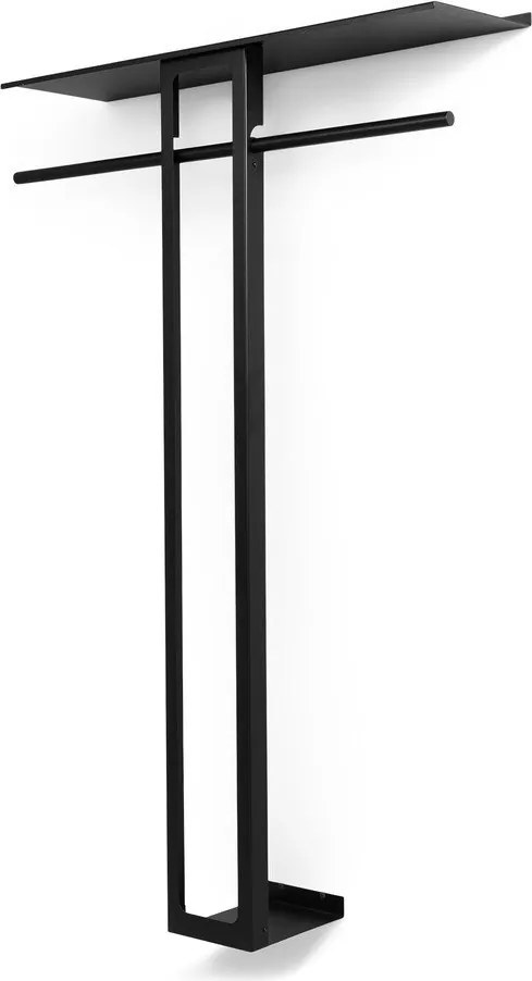 Attaccapanni da parete nero in acciaio con scaffale 100 cm Luno Large – Spinder Design