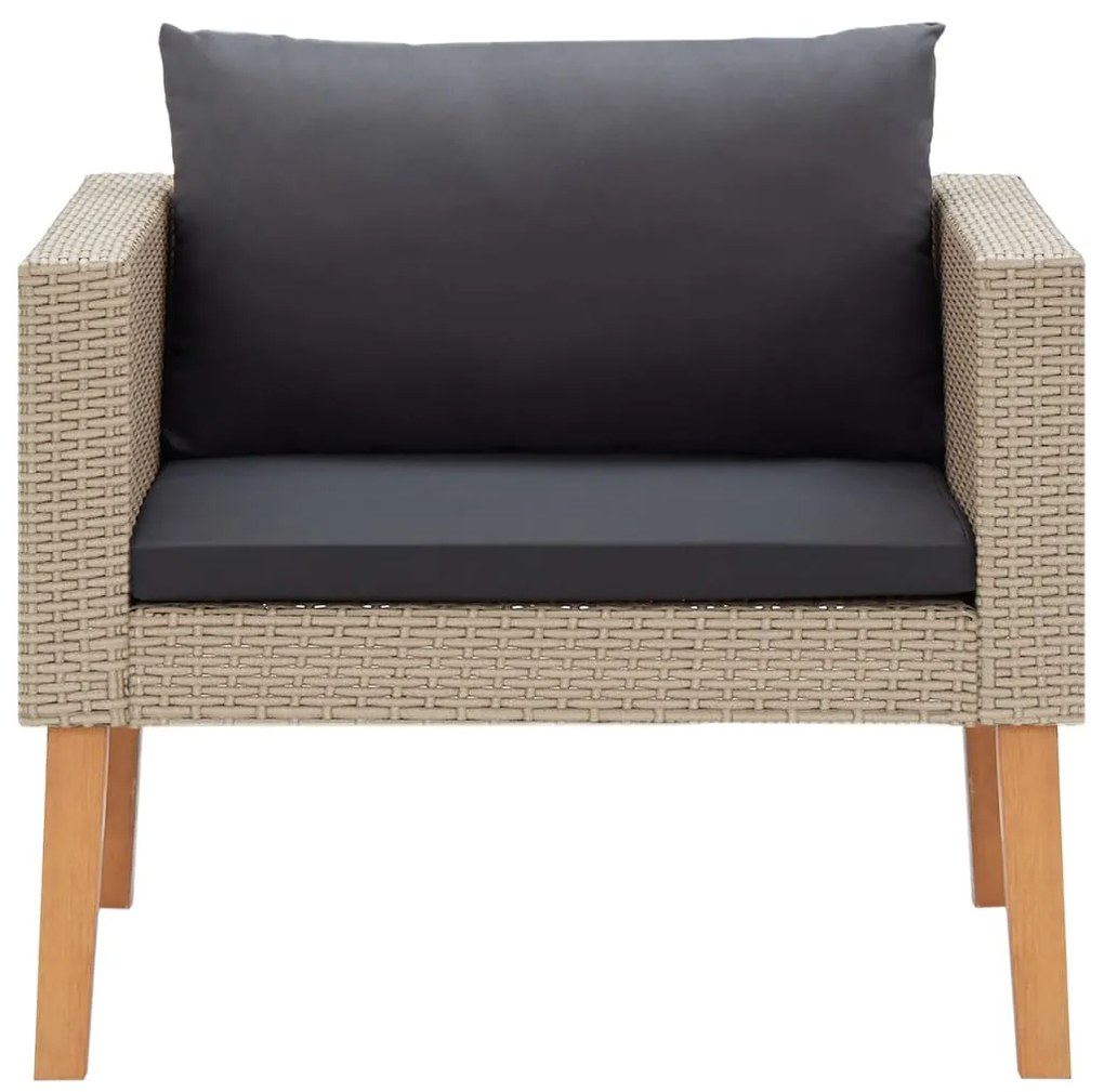 Set divani da giardino 4 pz con cuscini in polyrattan beige