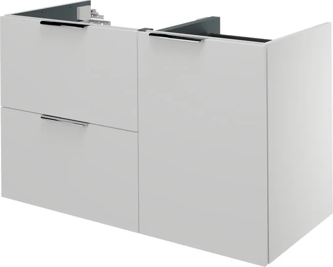 Mobile da bagno sospeso sotto lavabo L 105 x H 50.2 x P 50.8 cm bianco opaco, 2 cassetti Neo, Maniglie acquistabili separatamente