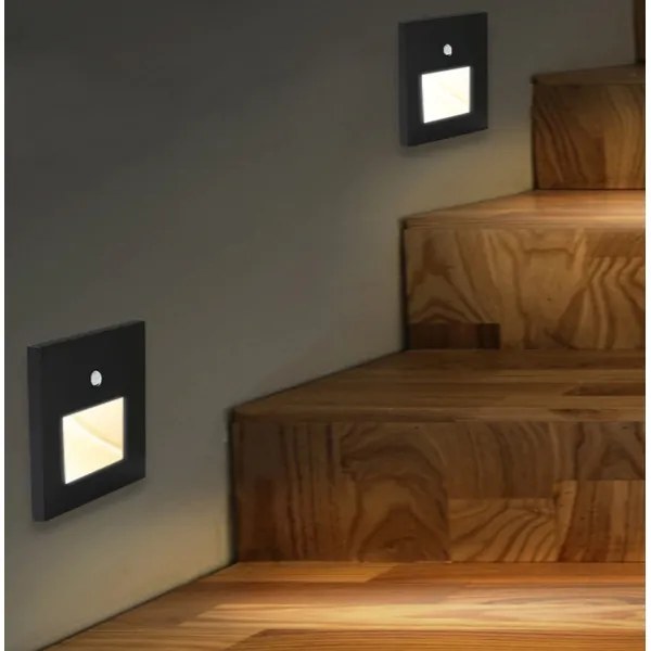 Emithor 70418 - Lampada LED per scale SUNNY LED/1W/230V nera con sensore