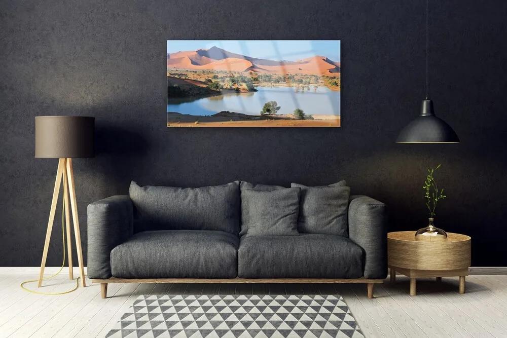 Quadro acrilico Paesaggio del lago deserto 100x50 cm