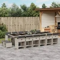 Set da Pranzo da Giardino 17pz con Cuscini Grigio in Polyrattan 3211187