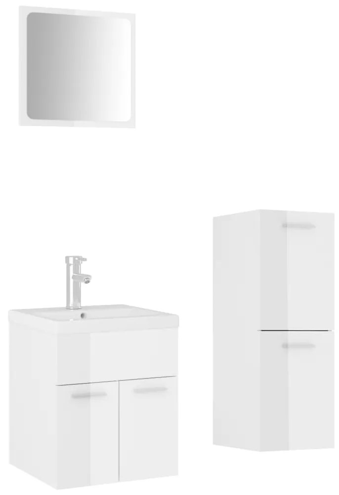 Set mobili da bagno bianco lucido in legno multistrato