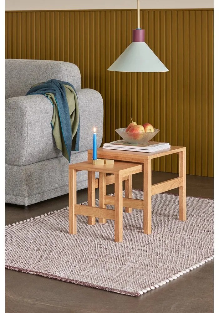 Set di 2 tavolini in rovere naturale 40x40 cm Puzzle - Hübsch