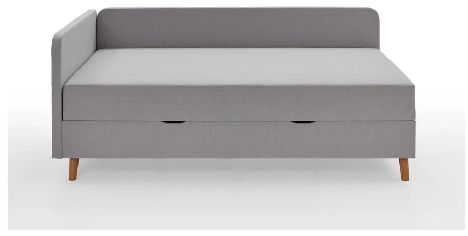 Letto singolo imbottito grigio chiaro con contenitore con materasso incluso 90x200 cm Cabana – Meise Möbel