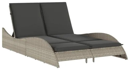 Lettino con Cuscini Grigio Chiaro 114x205x73 cm in Polyrattan