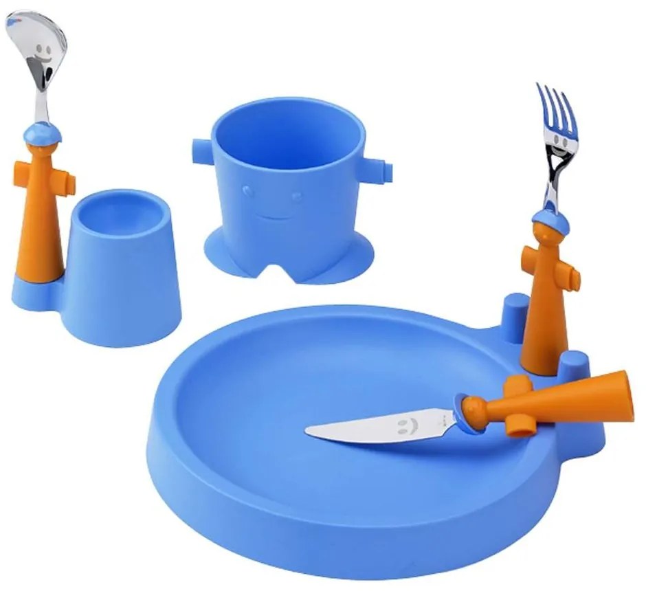 Club Set 6Pz Pappa Bambini - Piatto, Bicchiere, Portauovo e 3 Posate