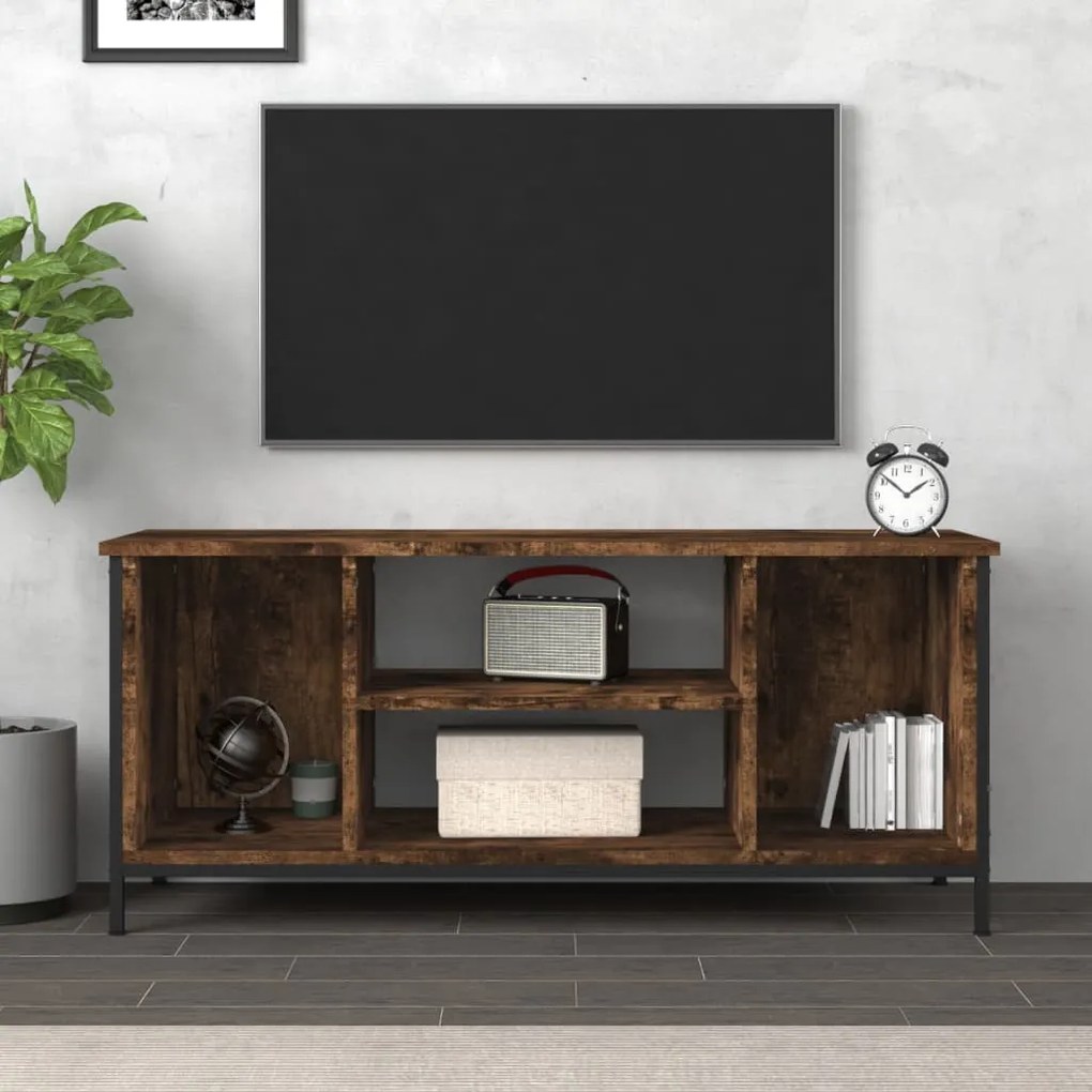 Mobile tv rovere fumo 102x35x45 cm in legno multistrato