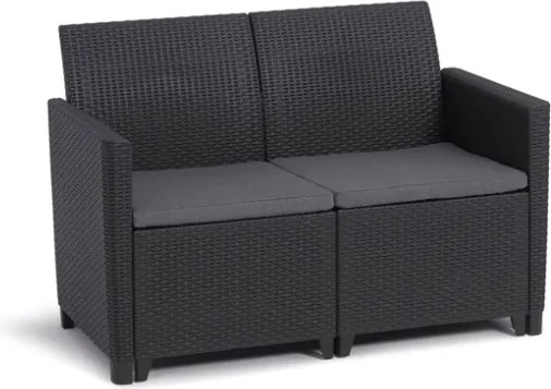 Set Salotto Da Giardino In Resina 2 Poltrone Divano E Tavolino Marie Keter Antracite