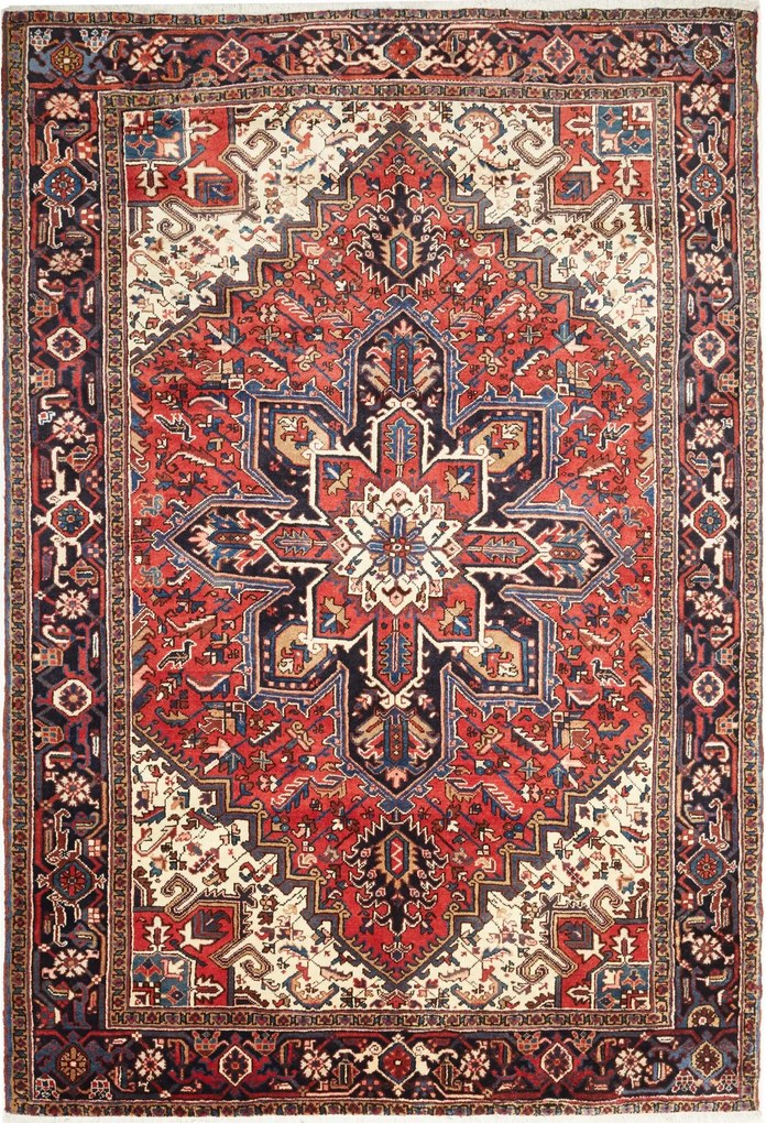 Heriz Tappeto 200x290 Rosso (Iran) Annodato A Mano