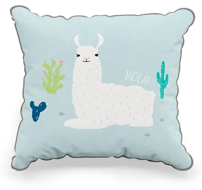 Cuscino decorativo blu per bambini, 45 x 50 cm Llamas - Pinio