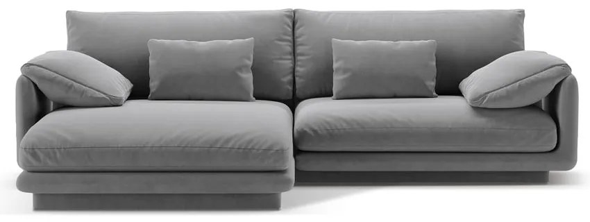 Divano angolare in grigio chiaro (con penisola a sinistra/con chaise lounge) con rivestimento in velluto Torino – Micadoni