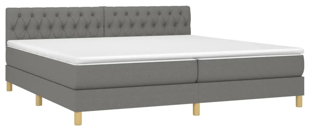 Letto a Molle Materasso e LED Grigio Scuro 200x200cm in Tessuto