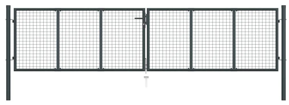 Cancello Per Giardino İn Acciaio Zincato 400x150 Cm Grigio /