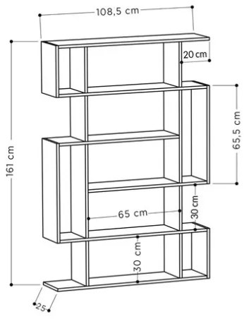 Libreria A Parete 110x25x161H Design Moderno Salvaspazio Effetto Legno Rovere E Antracite Mito