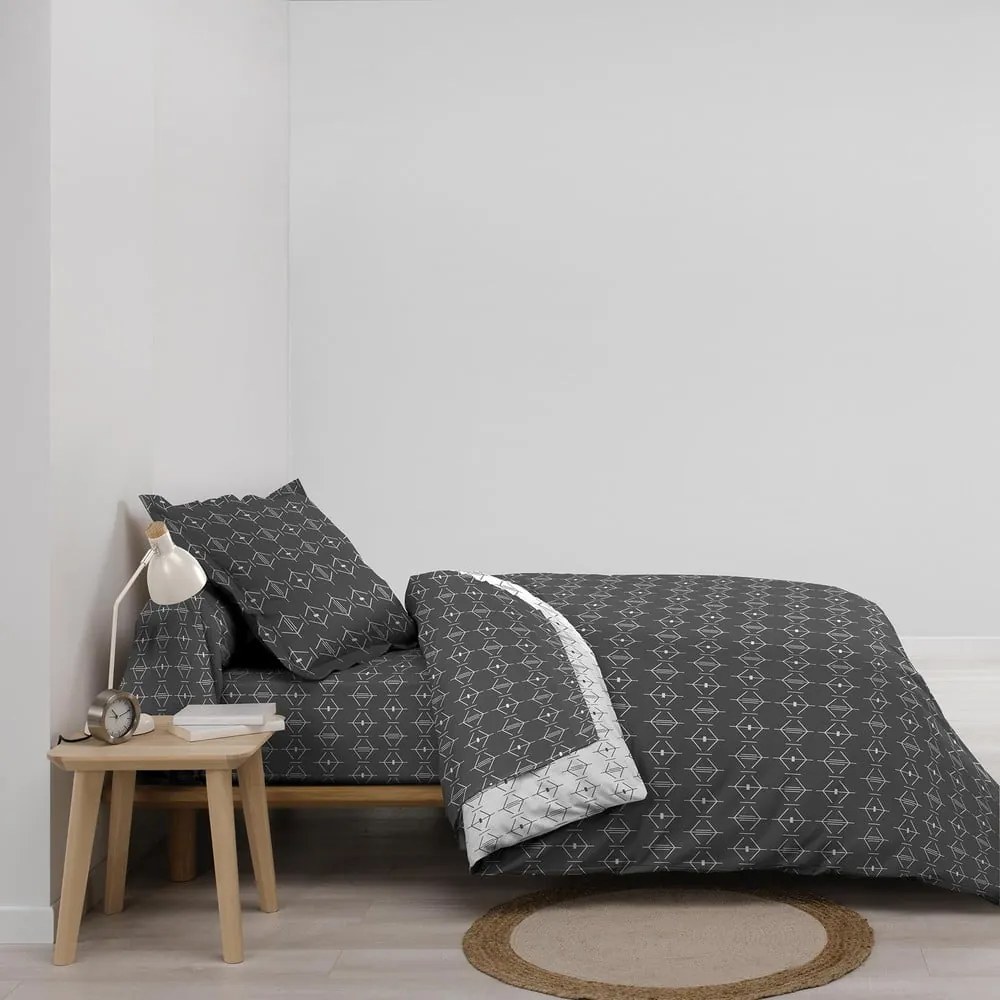 Copripiumino grigio scuro in cotone per letto singolo 140x200 cm Aristide – douceur d'intérieur