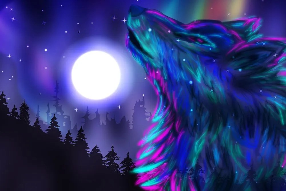 Quadro su tela – Luna dei lupi