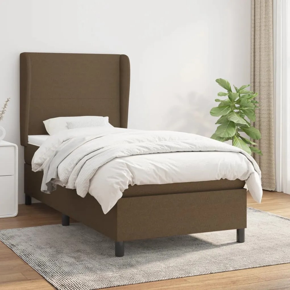 Giroletto A Molle Con Materasso Marrone Scuro 90x190cm Tessuto /