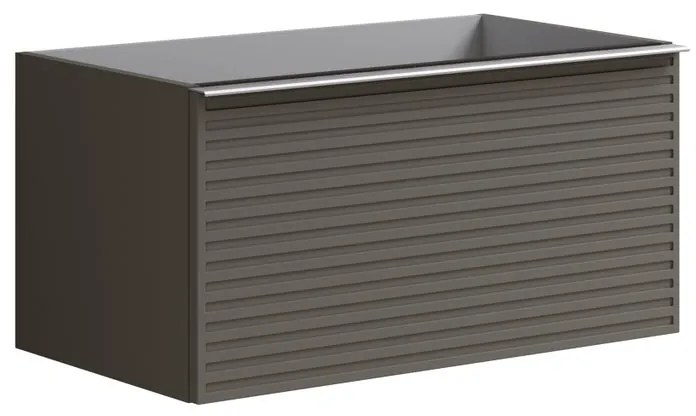 Mobile da bagno sotto lavabo Pixel stripes frontale grigio carbone e maniglia alluminio brillante laccato opaco L 80 x H 40 x P 45.5 cm 2 cassetti, lavabo non incluso