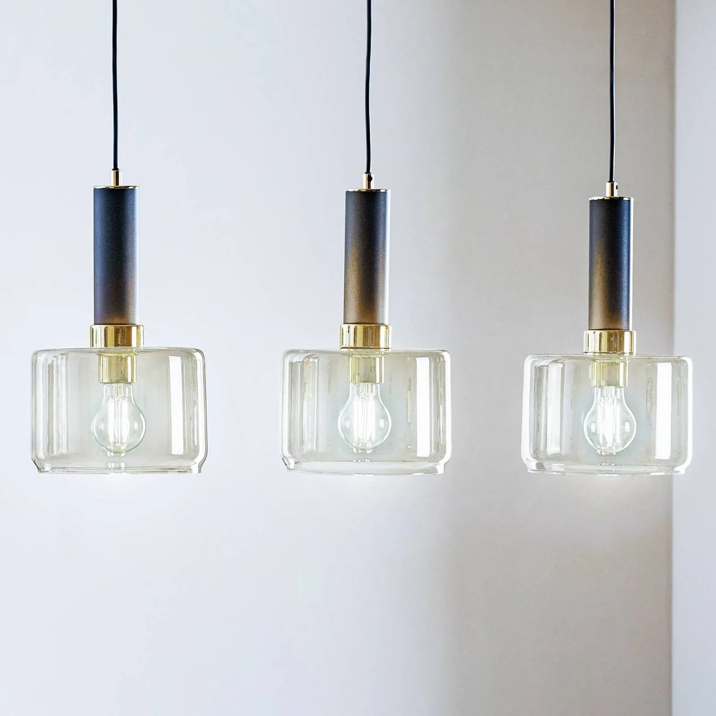 Jupiter Lampada a sospensione Viva, fumo/nero/ottone, a 3 luci