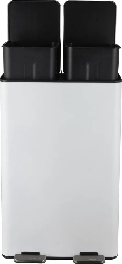 Cestino per la spazzatura bianco opaco in acciaio per raccolta differenziata/con pedale 2x30 l Aliya – Spirella
