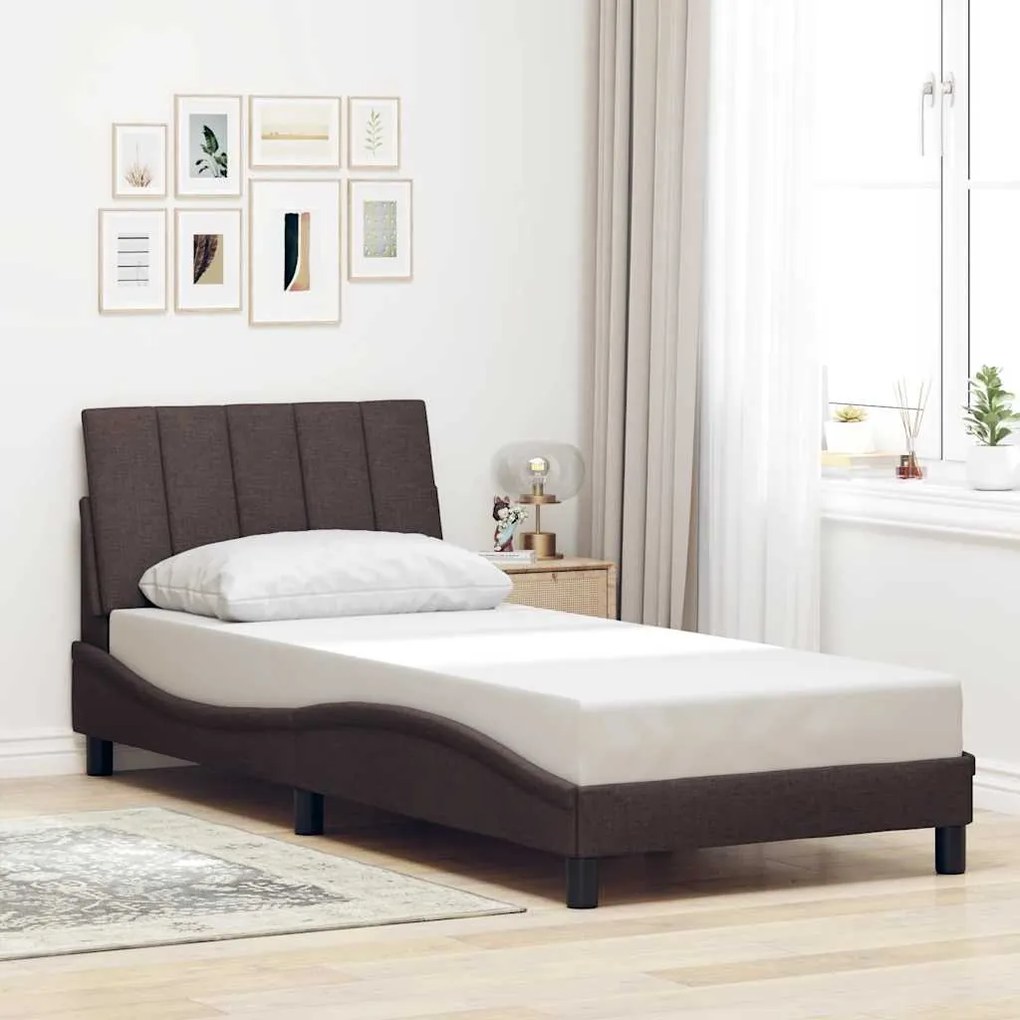 Giroletto Senza Materasso Marrone Scuro 90x200 Cm Tessuto /
