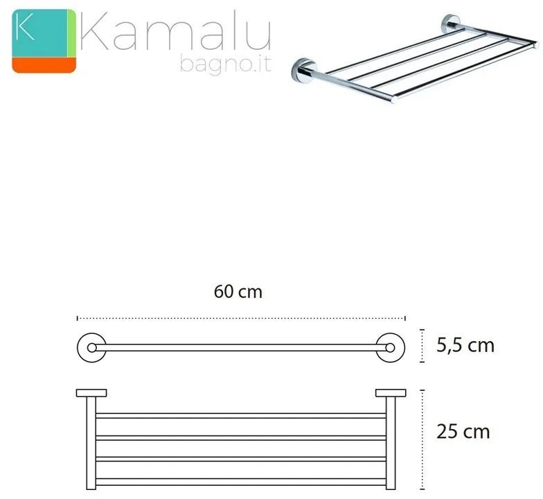 Kamalu - portsalviette a quattro barre 60cm in inox linea kaman alpi-90