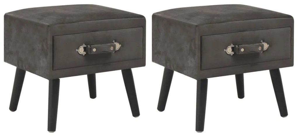 Comodini Grigi 2 Pz 40x35x40 Cm İn Velluto /