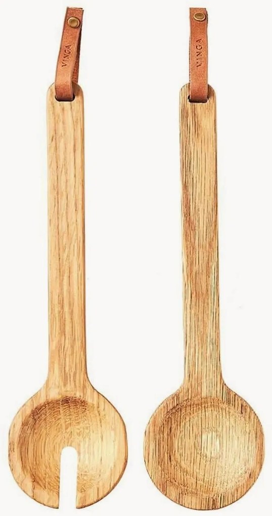 Set di 2 posate da portata in legno di quercia Alcamo