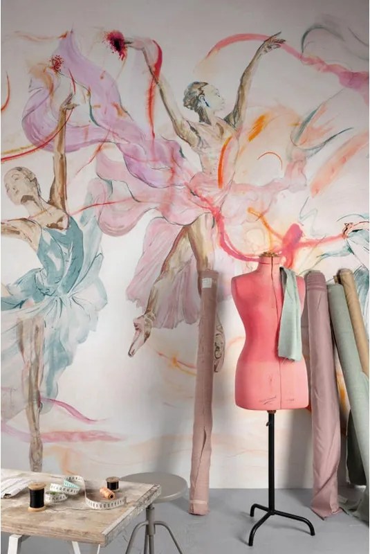 Fotomurale GRANDECOLIFE Baller, bianco, rosa, azzurro 371X280 cm