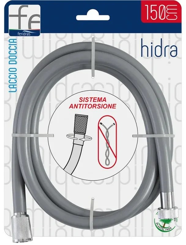 Flessibile Doccia 150 cm in Pvc Grigio con sistema Antitorsione