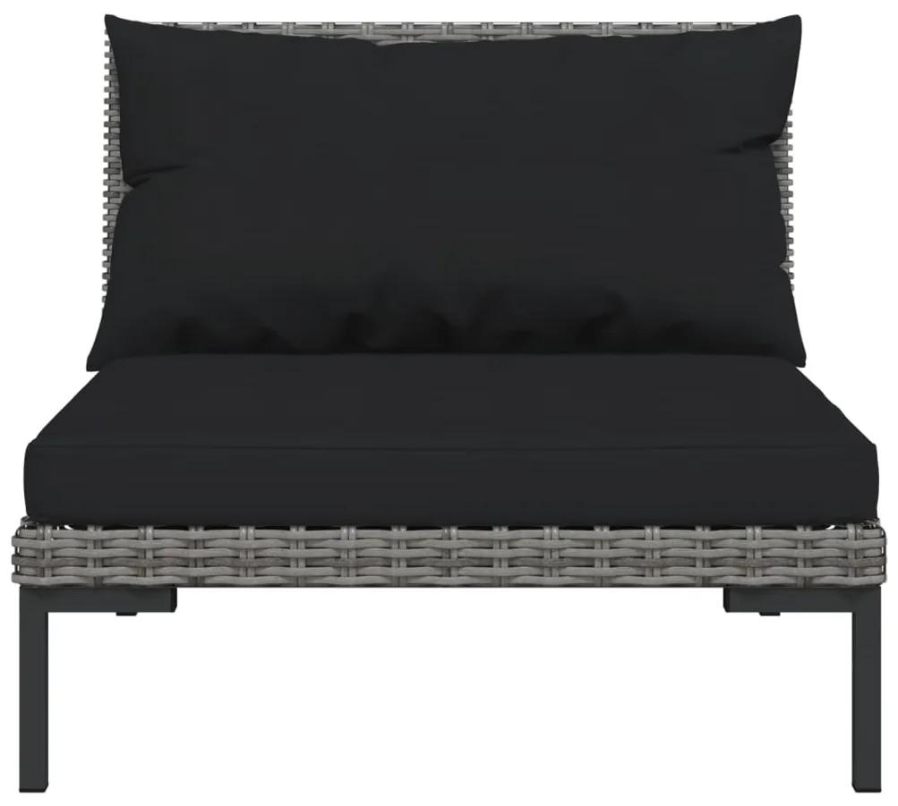 Set divani da giardino 14pz con cuscini polyrattan grigio scuro