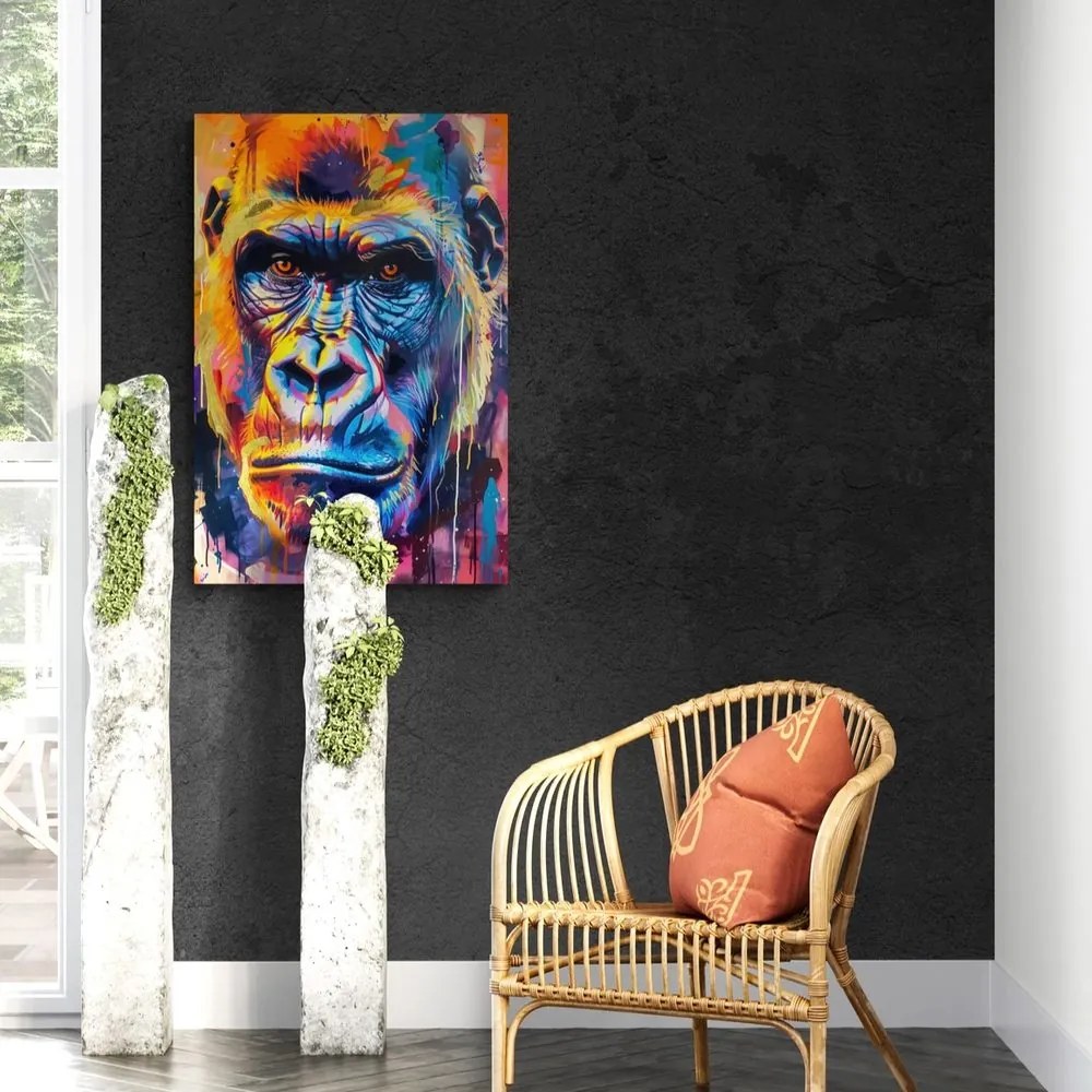 Stampa su tela – Gorilla con imitazione di pittura