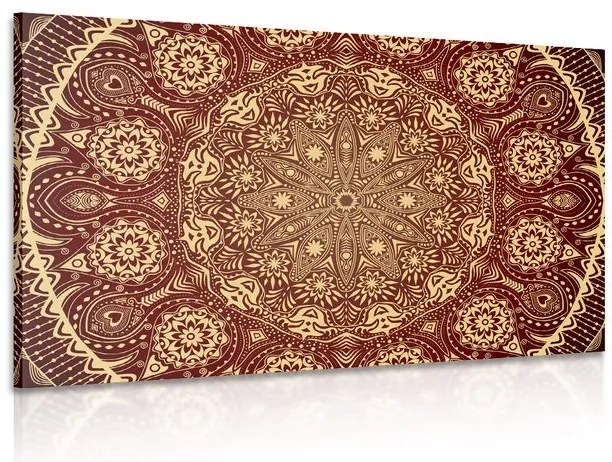 Quadro su tela – Mandala ornamentale con pizzo in bordeaux