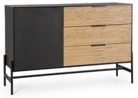 Credenza un'anta 3 cassetti nera Naturale - ALLYCIA