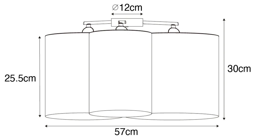 Plafoniera nera con interno dorato 3 luci - Multidrum