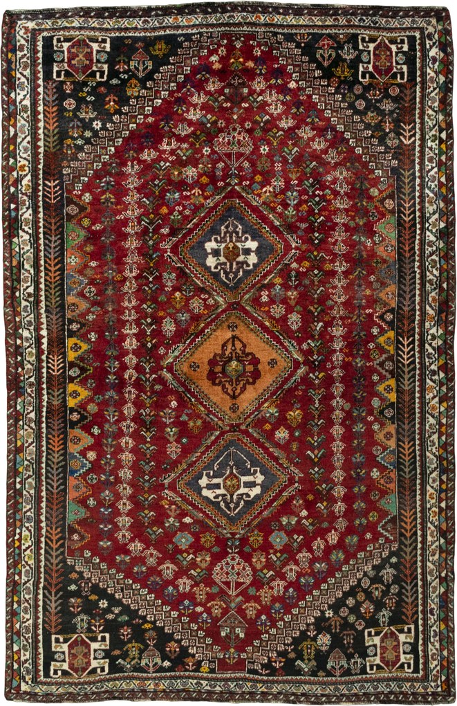 Shiraz Tappeto persiano 160 x 250 Rosso (Iran) Annodato A Mano