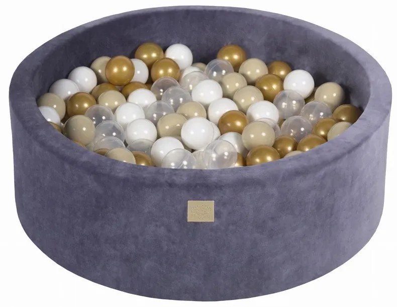 Piscina di palline blu polveroso in velluto ø 90x30 cm Montessori – Meowbaby