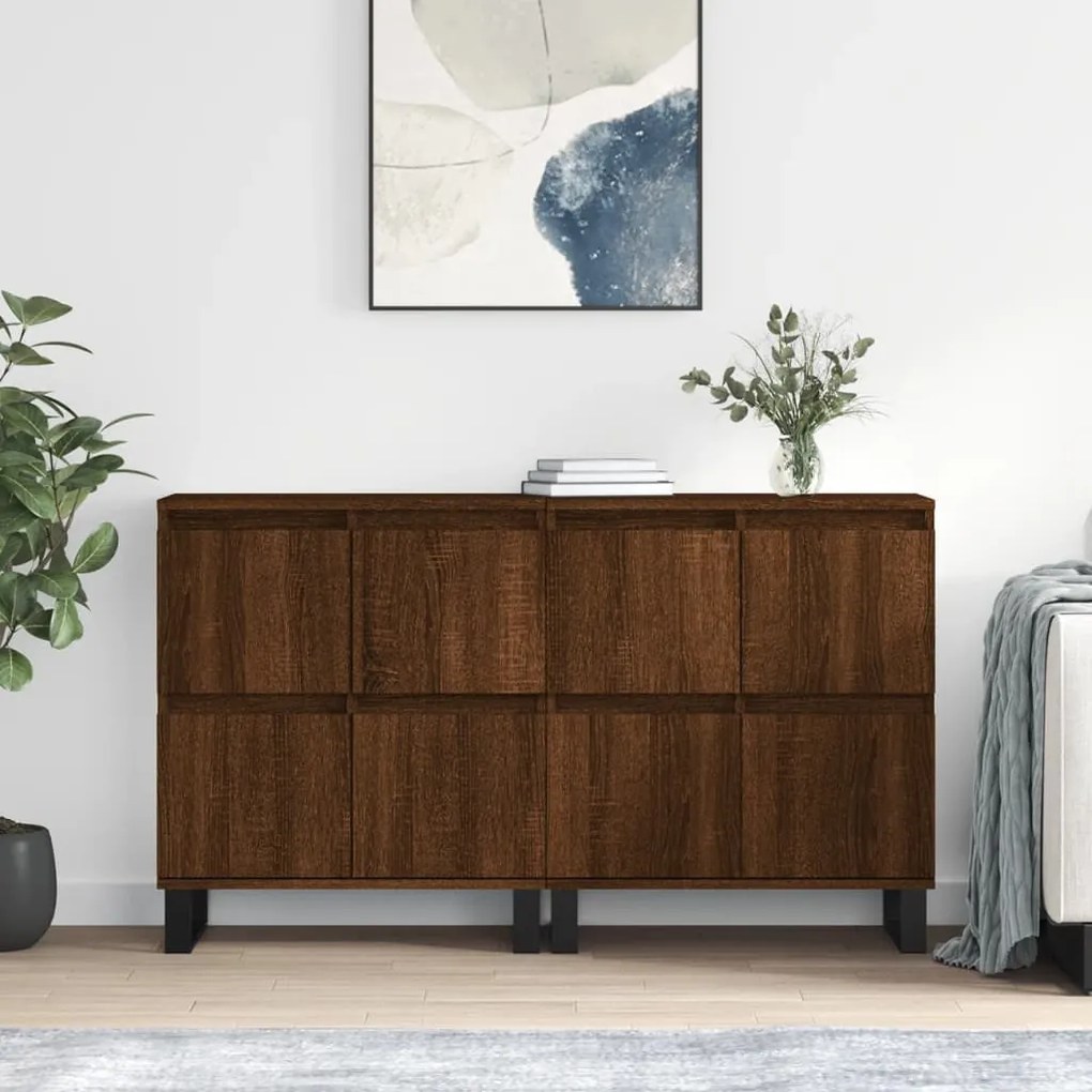 Credenze 2 Pz Rovere Marrone İn Legno Multistrato /